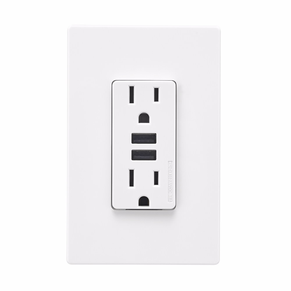 Mayer-USB 3.6A DUPLEX RECP 15A 125V WH-1