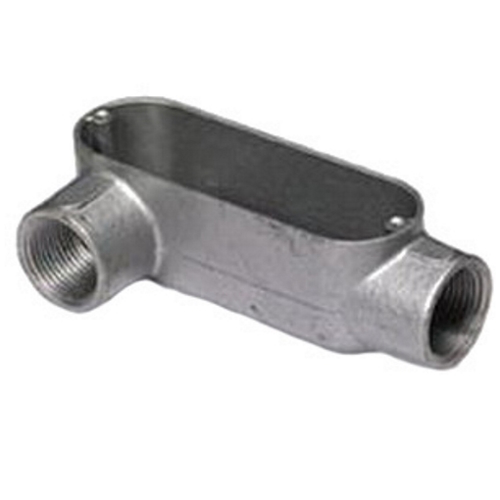Mayer-OZ-Gedney Type LR Conduit Body, 1/2 IN Hub, Length: 4-1/2 IN, 1-3/8 IN Height, Die-Cast Copper-Free Aluminum, Finish: Aluminum Enamel, Connection: Tapered FNPT, 4.3 CU-IN Volume, Third Party Certification: UL File Number E-18095, CSA 009795, Applicable Th-1